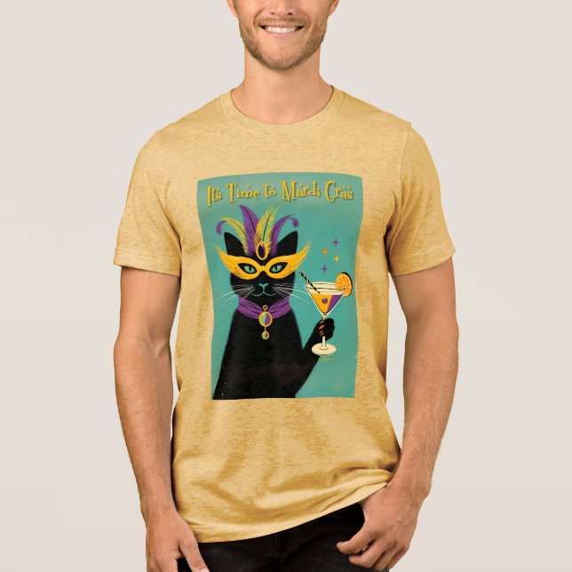 Retro Sophisticats Its Time to Mardi Gras Martini T Shirt (Framsida)