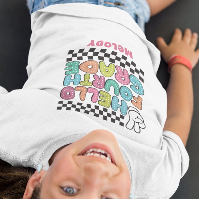 Retro söt back to school fjärde klass t-shirt (Skapare uppladdad)