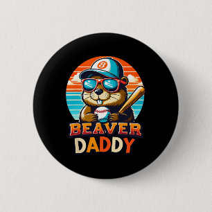 Retro söt bäver pappa Bysebyll Vintage Djur Sp Knapp
