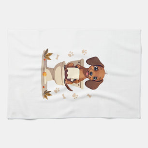 Retro Söt Dachshund på Toalett Tecknad Badrum Kökshandduk