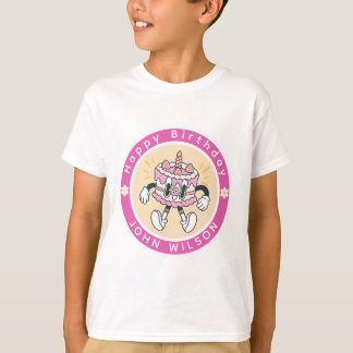 Retro Söt Dansande Födelsedagstårta T Shirt