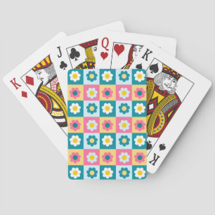 Retro Söt färgglad Pastell Blommor Mönster Casinokort