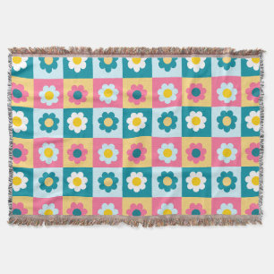 Retro Söt färgglad Pastell Blommor Mönster  Filt