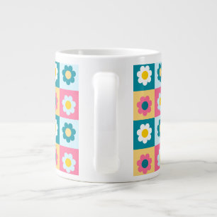Retro Söt färgglad Pastell Blommor Mönster Jumbo Mugg