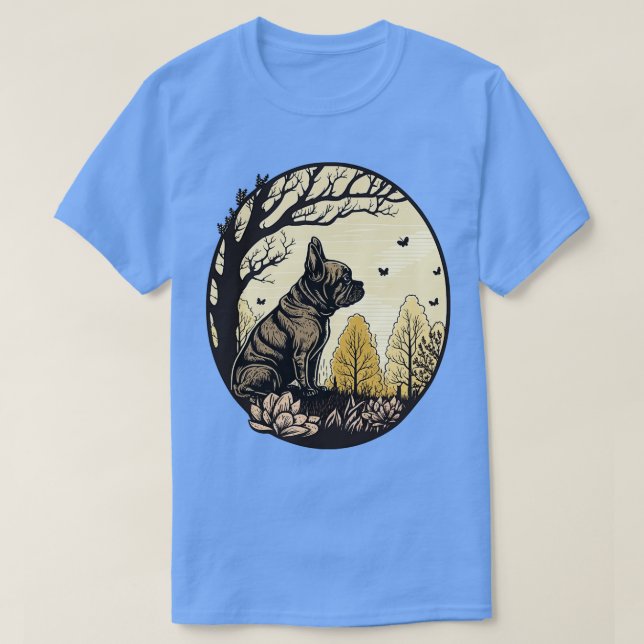 Retro söt fransk-bulldog t shirt (Design framsida)