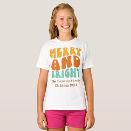 Retro Söt Glad och Ljus Jul för Flickor T Shirt