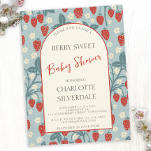 Retro Söt Jordgubbs Baby Shower Inbjudan