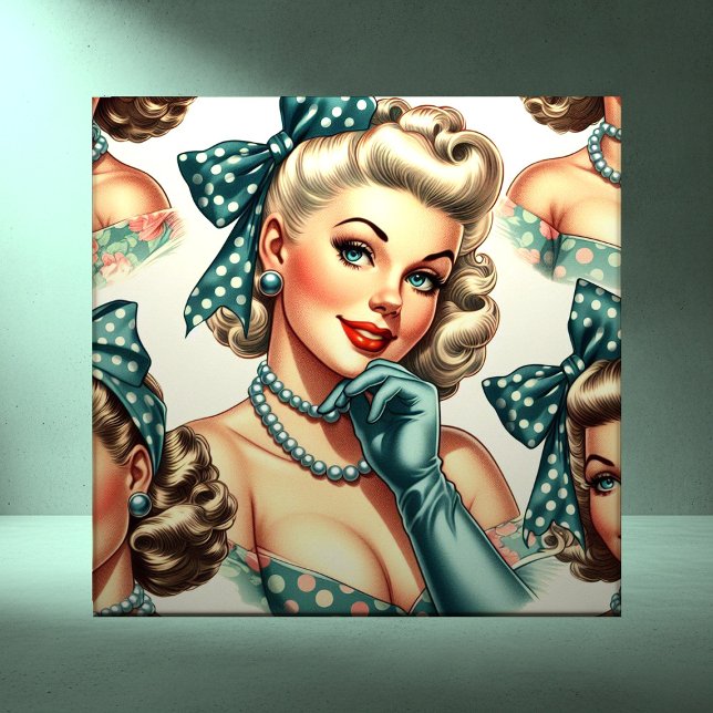 Retro Söt Klassisk Pinup Kakelplatta (Skapare uppladdad)