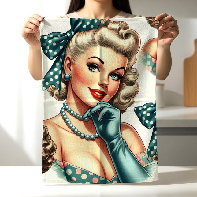 Retro Söt Klassisk Pinup Kökshandduk (Skapare uppladdad)
