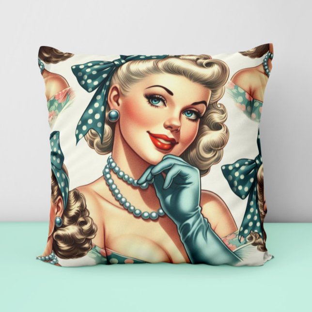 Retro Söt Klassisk Pinup Kudde (Skapare uppladdad)