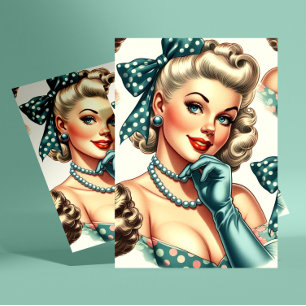 Retro Söt Klassisk Pinup Vykort