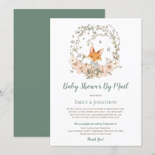 Retro Söt Räv Blommig Pojke Baby Shower via Posten Inbjudningar