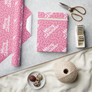 Retro Söt Rosa God Jul Presentpapper