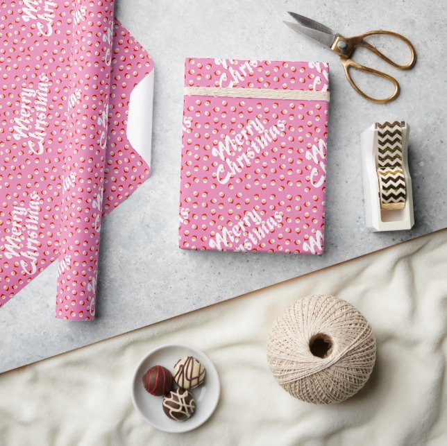 Retro Söt Rosa God Jul Presentpapper (Hantverk)