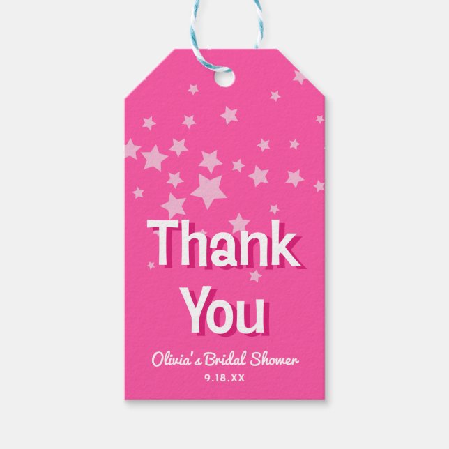 Retro Söt Rosa Malibu Stars Möhippa Favoriter Presentetikett (Framsidan)