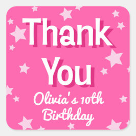 Retro Söt Rosa Stars Grattis på födelsedagen Fyrkantigt Klistermärke