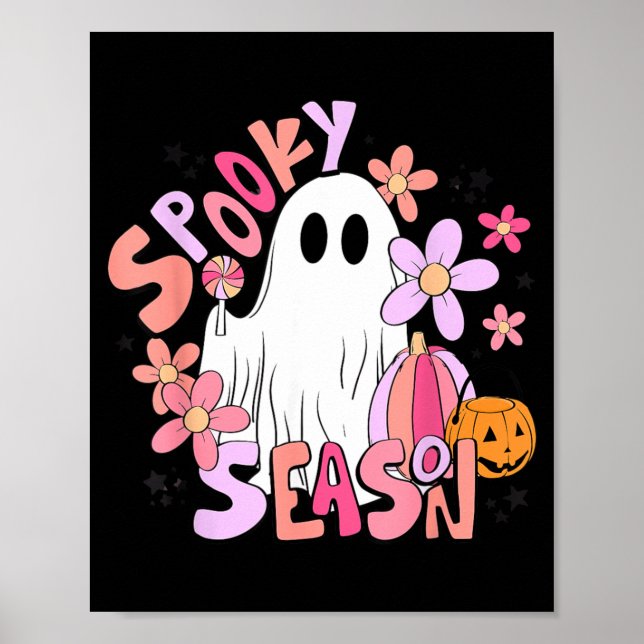 Retro Söt Spöke Skum Saison Rollig Halloween Poster (Framsidan)