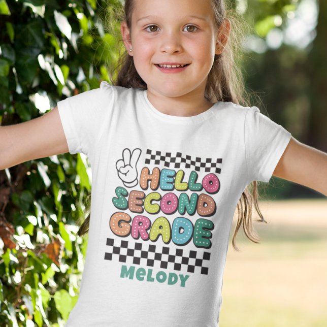 Retro söt tillbaka till skolan andra klass t-shirt (Skapare uppladdad)