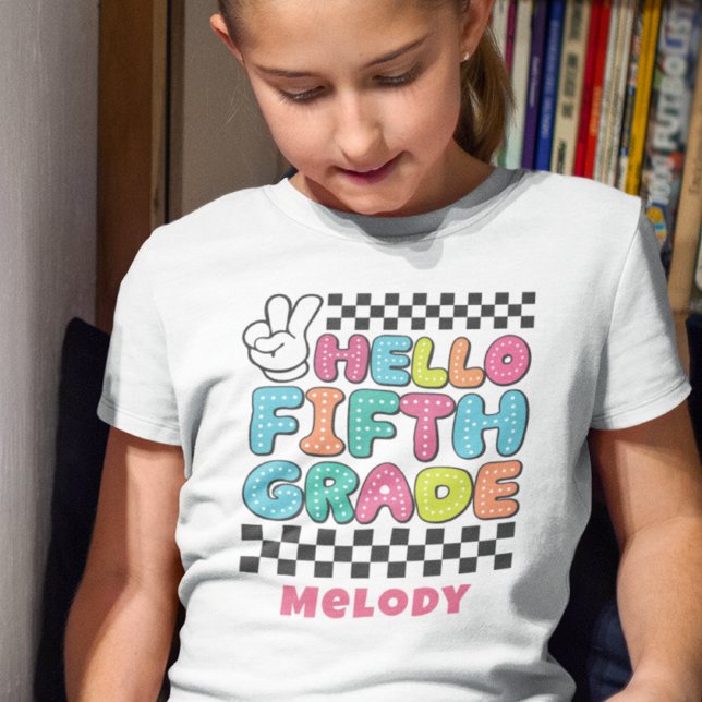 Retro söt tillbaka till skolan femte klass t-shirt (Skapare uppladdad)