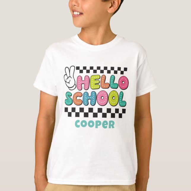 Retro söt tillbaka till skolan pojke t-shirt (Framsida)