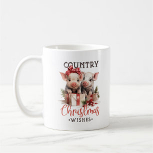 Retro Söt två grisar land jul önskemål Kaffemugg