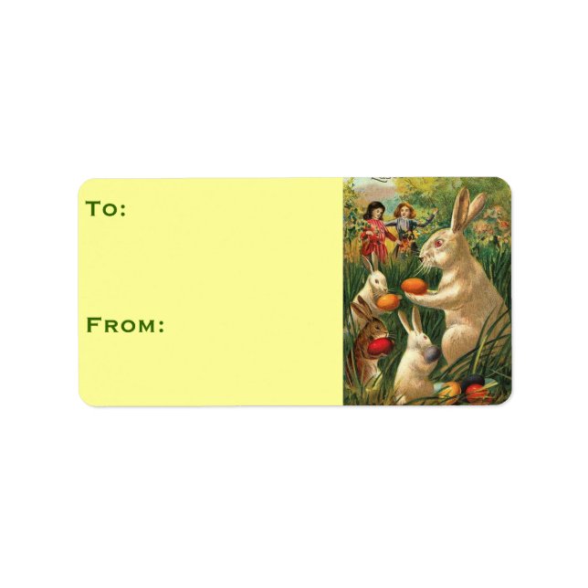Retro Söta Djur Påsk Adressetikett (Framsidan)