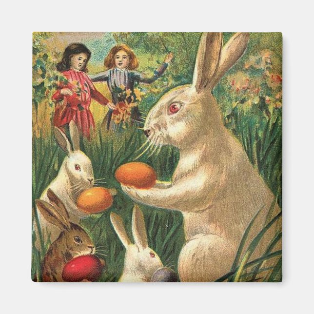 Retro Söta Djur Påsk Magnet (Framsidan)