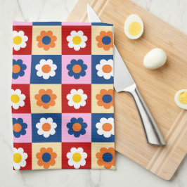 Retro Söta färgglada blommor Mönster  Kökshandduk