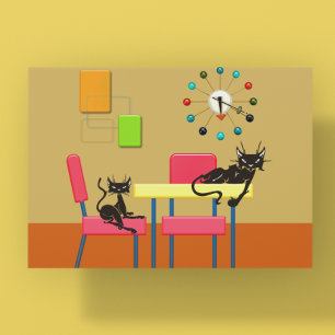 Retro söta kattungar mitten av seklet katt kök vykort