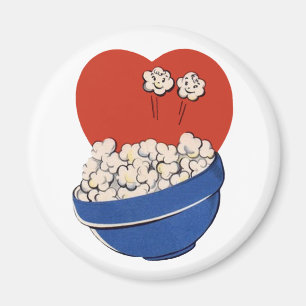 Retro Sött Humör, Skål med Popcorn för Biobesök! Magnet