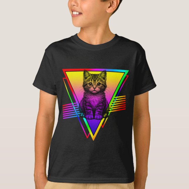 Retro Sött Katt T Shirt (Framsida)