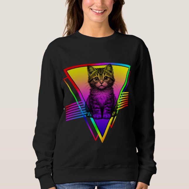 Retro Sött Katt T Shirt (Framsida)