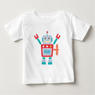 Retro Sött Robotspel för Baby Pojkar T-shirt