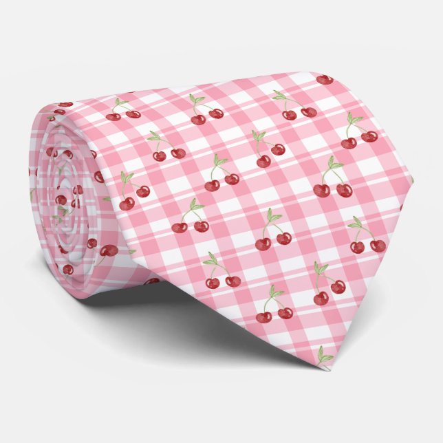 Retro Sött Rött Körsbärsmönster Slips (Rullad)