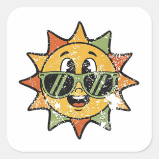 Retro Sött Sol Fyrkantigt Klistermärke