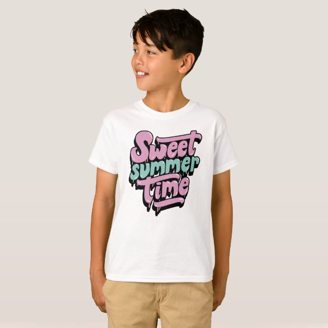 Retro Sött Sommartid T Shirt (Hel framsida)