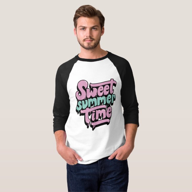 Retro Sött Sommartid T Shirt (Hel framsida)