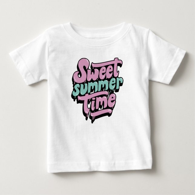 Retro Sött Sommartid T Shirt (Framsida)