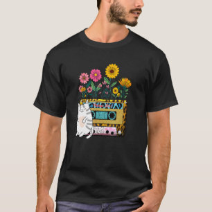Retro Soul Cassette Tape Flowers Wildblomkatt T Shirt