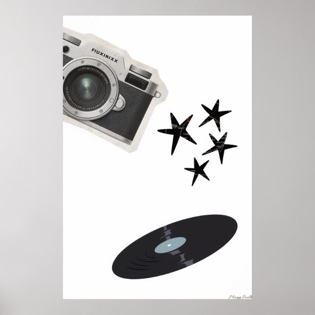 Retro Soul: Vinyl, lins & stjärnor collage Poster (Framsidan)