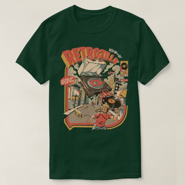 Retro Soundzilla Black T Shirt (Design framsida)