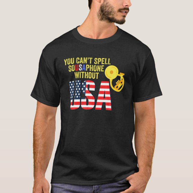 Retro Sousaphone Music Brass Band USA Amerika T Shirt (Framsida)