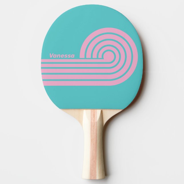 Retro South Beach Curl-ränder med namn Pingisracket (Baksidan)