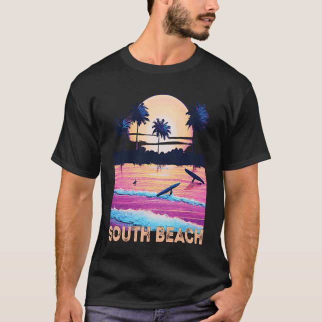 Retro South Beach Florida Souvenir Surf T Shirt (Framsida)