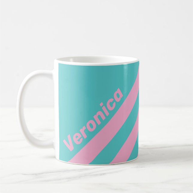 Retro South Beach-ränder med namn Kaffemugg (Vänster)