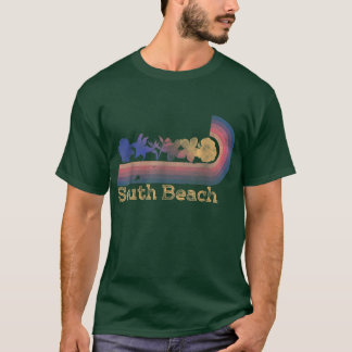 Retro South Beach Tropical Flowers 80 s Stil Surfi T Shirt