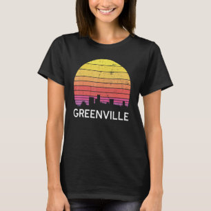 Retro South Carolina City Greenville Skyline Vinta T Shirt