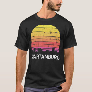 Retro South Carolina City Spartanburg Skyline Vint T Shirt