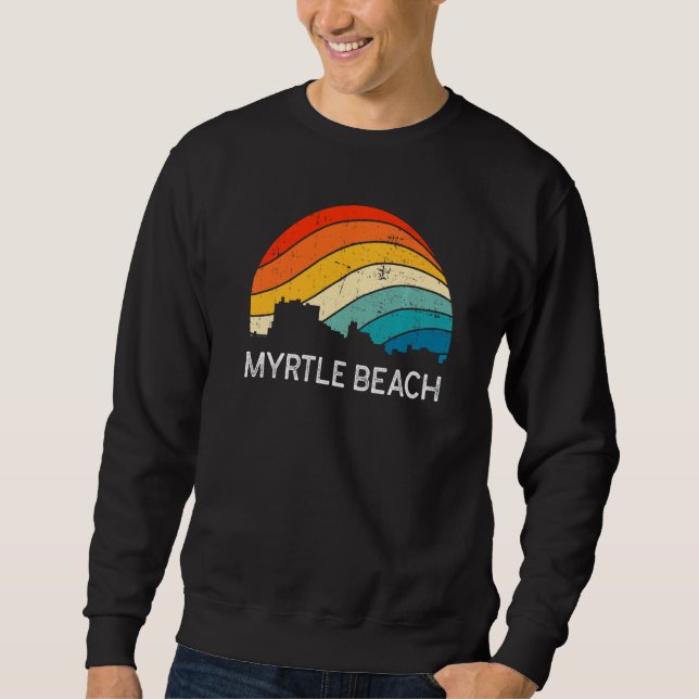 Retro South Carolina Stad Myrtle Beach Siluett Vin Lång Ärmad Tröja (Framsida)