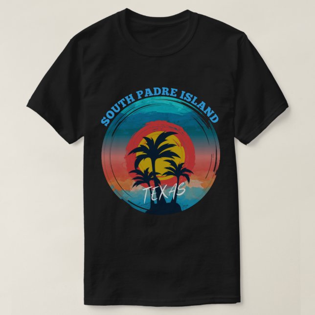 Retro South Padre Island Texas Sunset Souvenir (1) T Shirt (Design framsida)